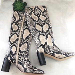 Marc Fisher Leather Snake Print Boots